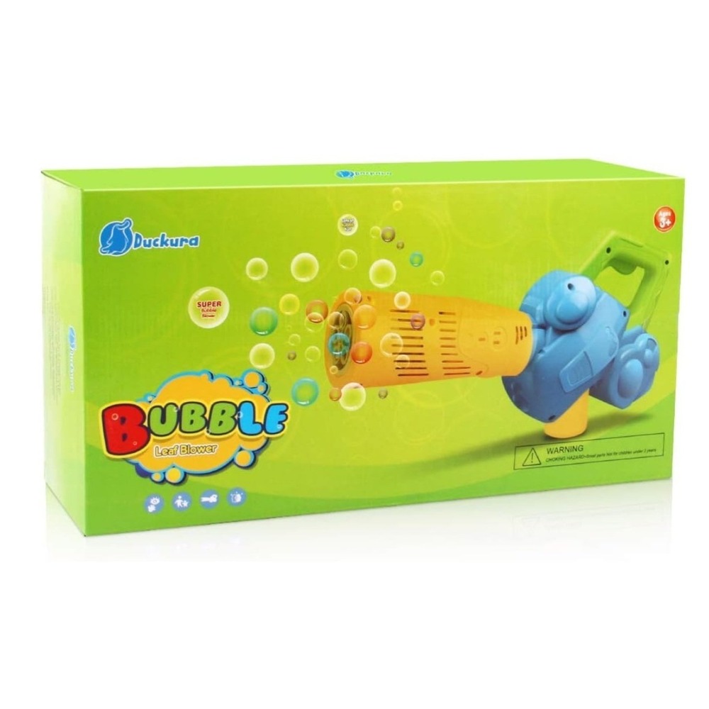 Duckura Kids Bubble Leaf Blower Toy Blue Yellow Green 3 Bubble Solutions NEW